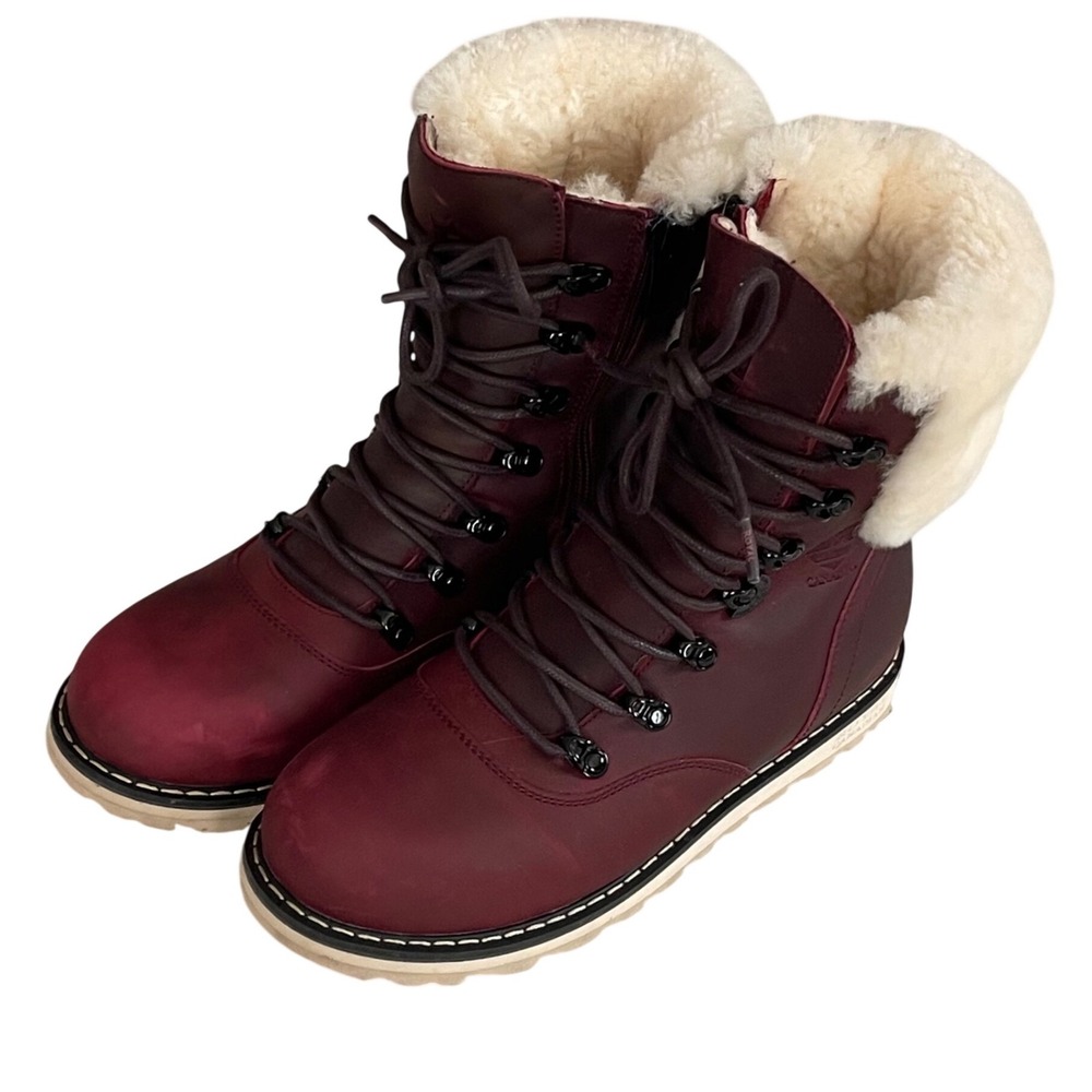 Royal Canadian Cambridge Burgundy Leather Waterproof Shearling Winter Boots 9
